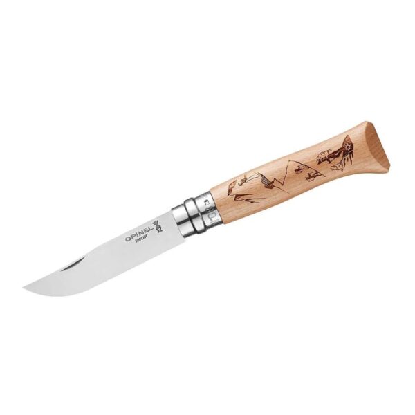 Opinel No. 08 Gravur Wanderer rostfrei