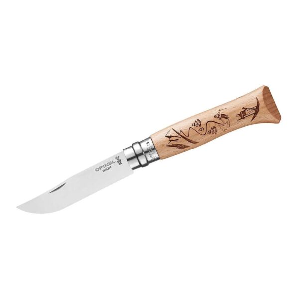 Opinel No. 08 Gravur Skifahrer rostfrei